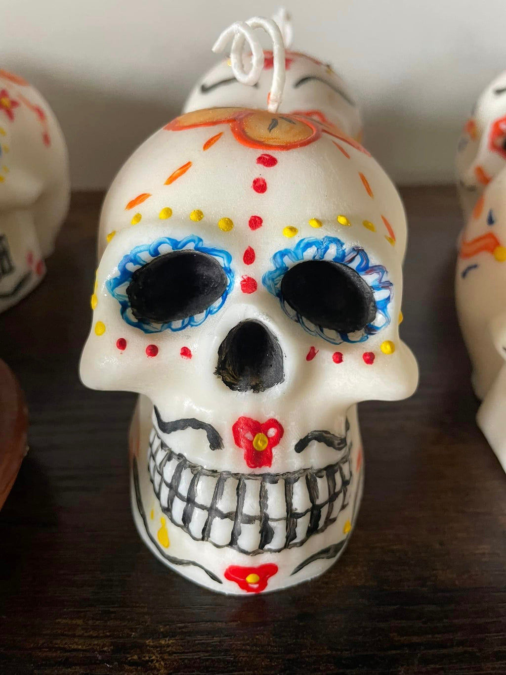 Day of The Dead Skull Candle (Blue eyes)
