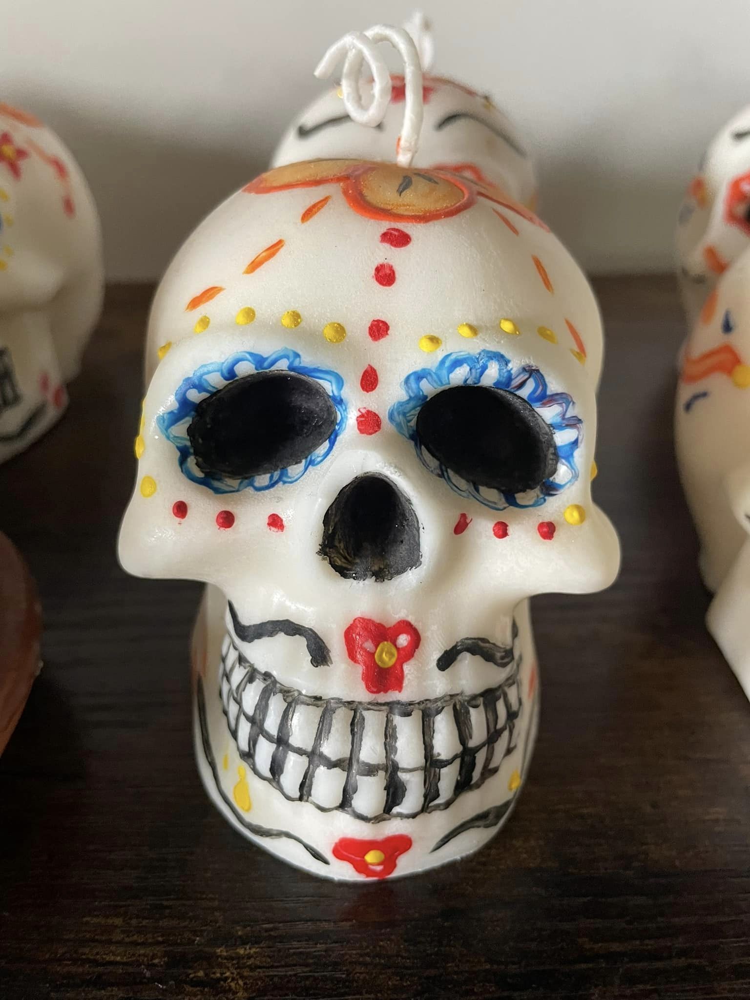 Day of The Dead Skull Candle (Blue eyes)
