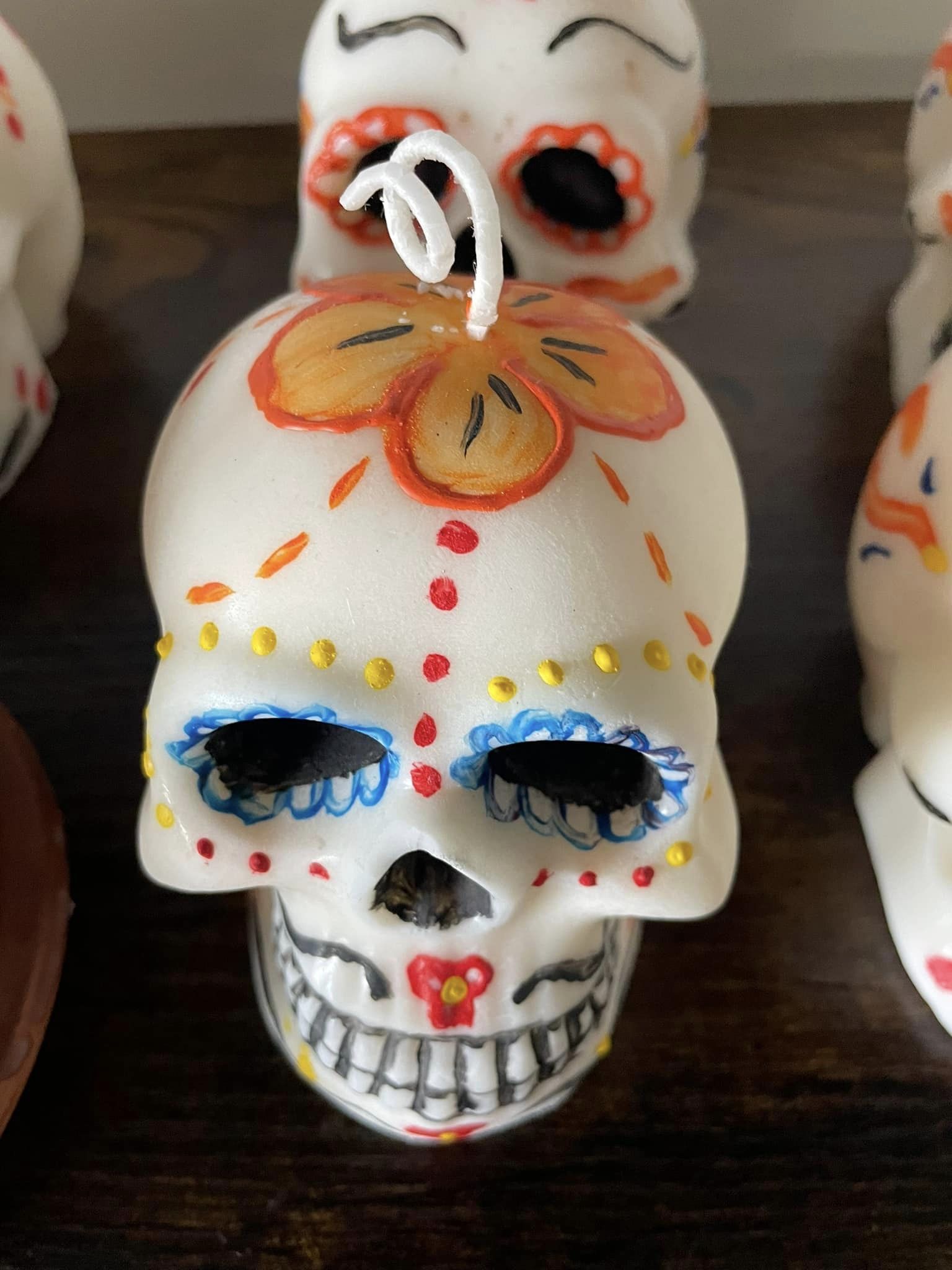 Day of The Dead Skull Candle (Blue eyes)