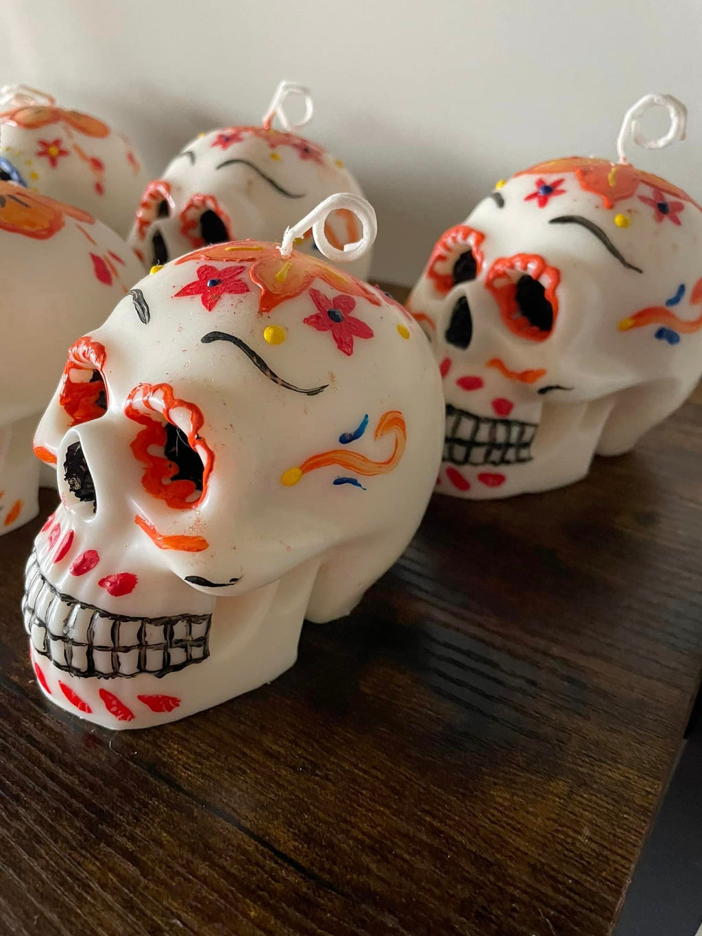 Day of The Dead Skull Candle (orange)
