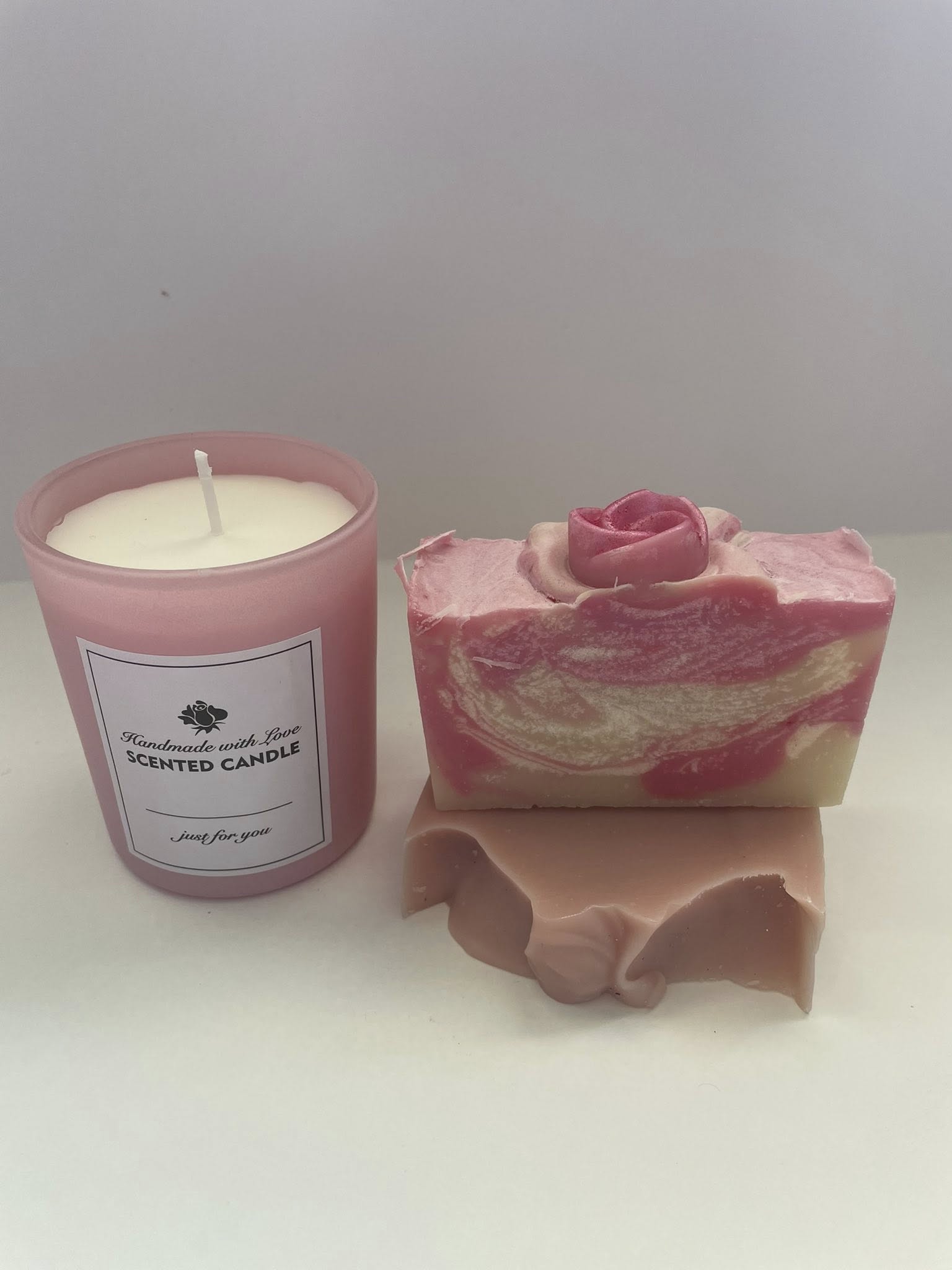 Gift Set Lemon Rosemary Soy Wax candle, dragonfruit soap, grapefruit soap